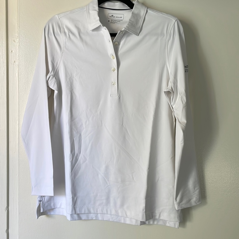 Peter Millar White Long Sleeve Golf Polo Shirt Lexus Champions for Charity.